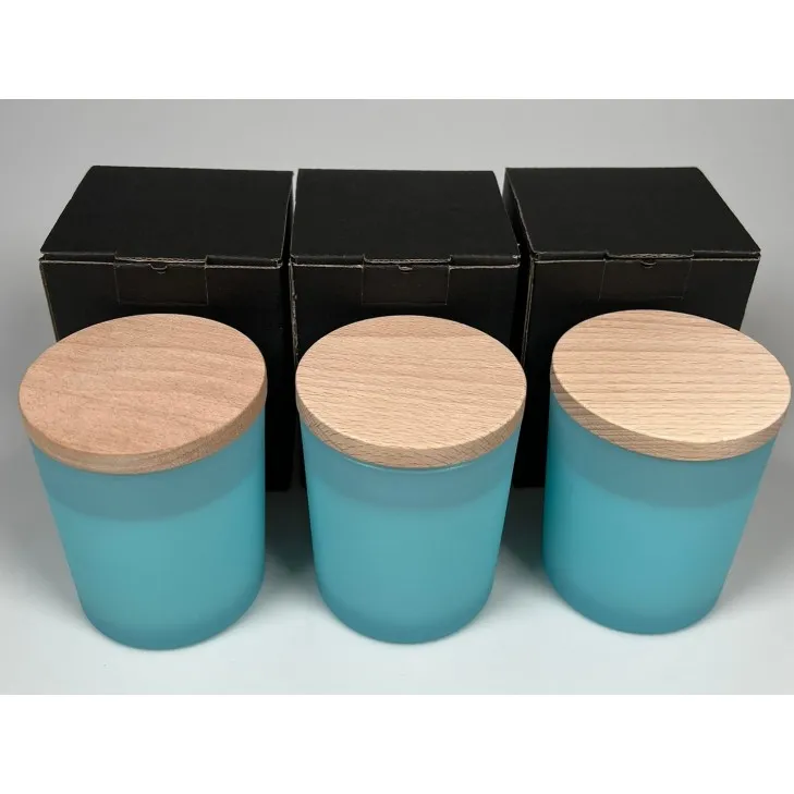 Świeca sojowa zapachowa w szkle błękitny mat - bawełniany knot 245 ml